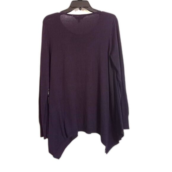 Vera Wang Crystal Beaded Tunic Purple Sweater Black Gray Pullover Long Sleeve L - Picture 2 of 7